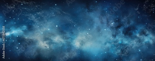 Night sky with stars. Universe filled with clouds, nebula and galaxy. Landscape with gradient blue and purple colorful cosmos with stardust and milky way. Magic color galaxy, space background