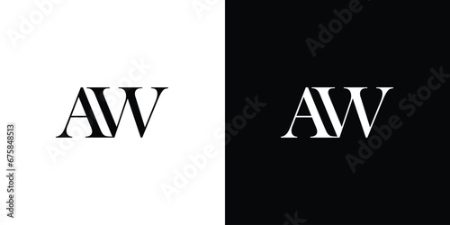 Abstract AW logo in black and white color