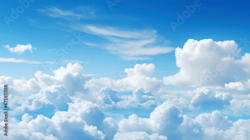 Closeup of cloudy sky with white clouds in blue heaven
