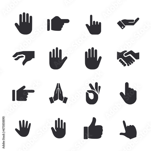 set of hand gestures icon