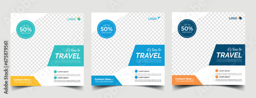 Editable Set of travel sale social media post template.. Instagram template post. web banner ads for travel promotion.