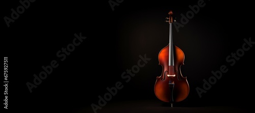 Contrabass on a black background, double bass, empty space