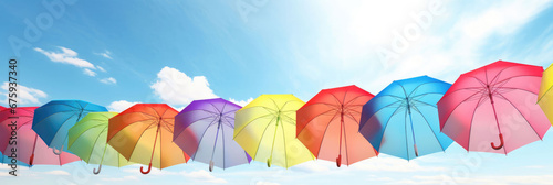 Summer Rain With Sunshine On Colorful Umbrella, Background Image, Background For Banner, HD