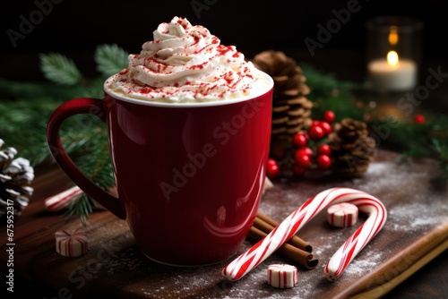 Peppermint Mocha Latte Christmas. Sweet Peppermint Hot Coffee