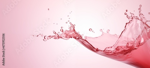 close-up of pink rose champagne motion splash on light pink background for new year and valentines day web banner