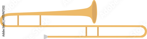 Vector illustration of trumpet. Brass wind musical instrument trombone