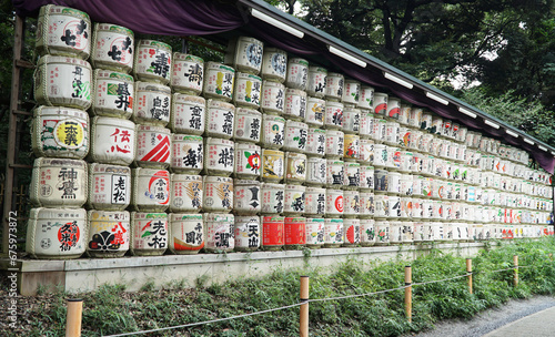 Traditional Sake Barrels at Meiji Jingu Shrine