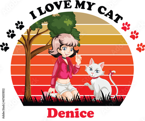 Denice Is My Cute Cat, Cat name t-shirt Design