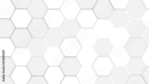 Abstract background with multiple shades of gray hexagon pattern vector design template. White hexagons geometric background, abstract white grey shapes stacks.