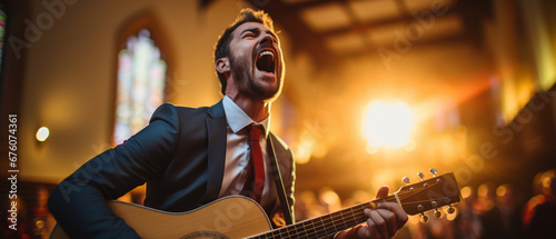 talented wedding singer performing a song