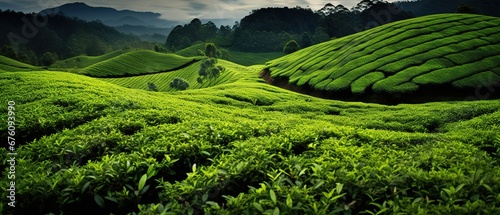 making green tea. plantation