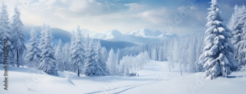 a winter landscape with meandering roads surrounded by snow-covered trees, the peaceful and enchanting atmosphere of a snowy wonderland.