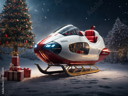 modern Christmas sleigh with the latest technology