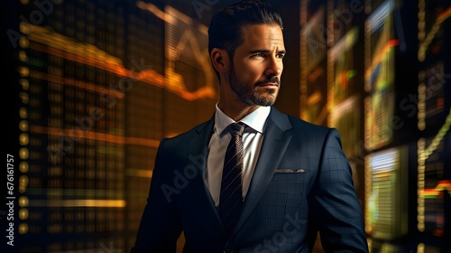 Man In Business Suit - New Age Business Technology. Generated with AI.