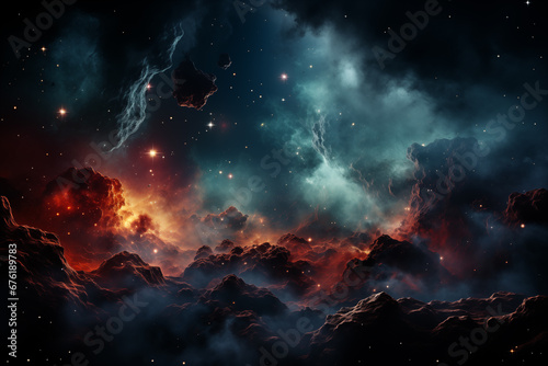우주 공간 속 초신성 성운 갤럭시 빛나는 별들 판타지 우주 먼지 2