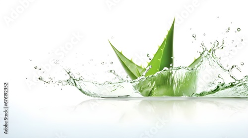 Aloe vera in clear water gel isolated on white background