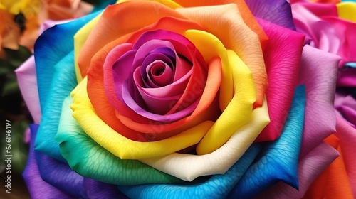 Rainbow Rose, close-up, macro. : Generative AI