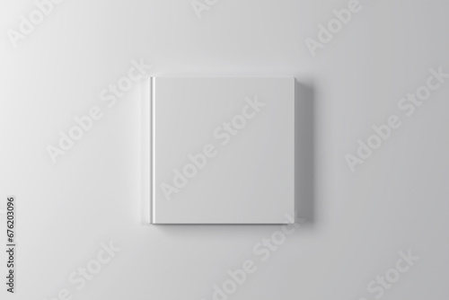 Thick square hardcover book mockup. 3D rendering