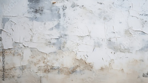 Problem of moisture damage acrylic white painting crack surface texture on exterior dirty stain concrete structure wall background by humidity.home repair old construction concept,reno : Generative AI