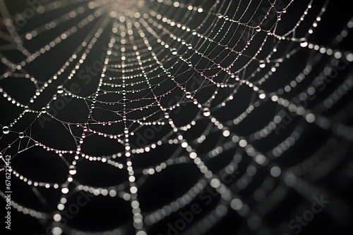 Close up of spider web with water drops