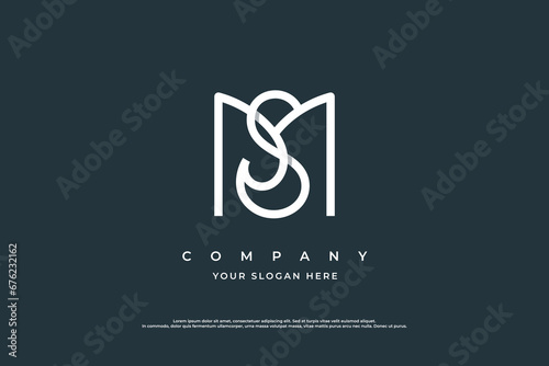 Luxury SM Logo or MS Logo Design Vector