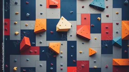 Wall with climbing holds in gym. Climbing wall. Sports and active lifestyle.