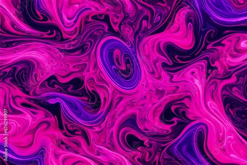 Neon pink and purple liquids swirling in an ever-changing abstract pattern