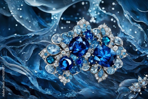 Liquid sapphire and topaz merging in a hypnotic symphony of hues