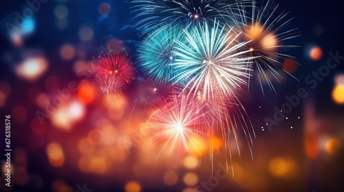Colorful firework with bokeh background ,background for graphics