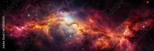 Vibrant galaxy cloud illuminating night sky, revealing cosmic wonders through science astronomy