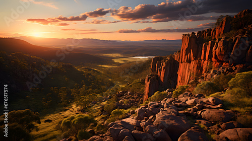 A photo of the Valley of Desolation, with the unique rock formations as the background, during a fiery sunset