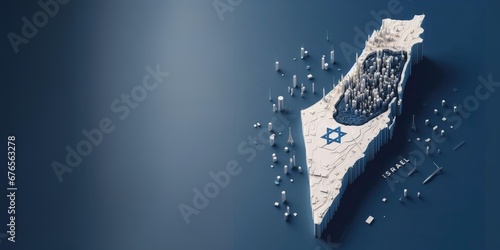 Israel 3D Flag Map isolated Banner Template with Empty Blank Copy Space for text Minimal 3D Textured Background We Stand with ISRAEL conflict war blogs news editorial social media post