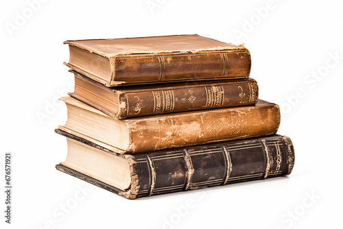 Old books on a white background: antique rarities