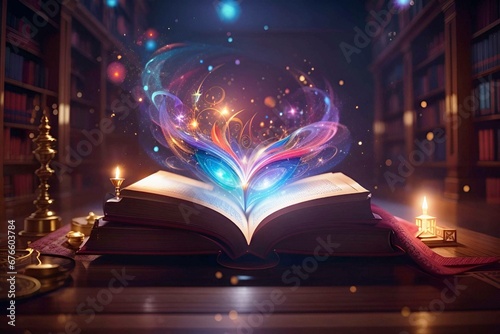 Mystical Magic coming out from an open book