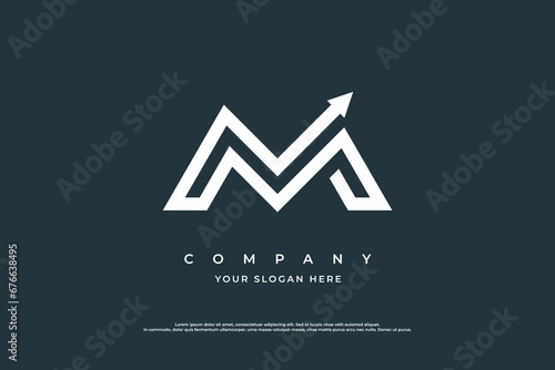 Initial Letter M Arrow Logo Design Vector