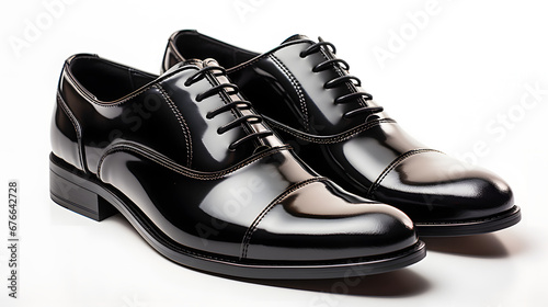 black leather Dress shoes isolated on white background