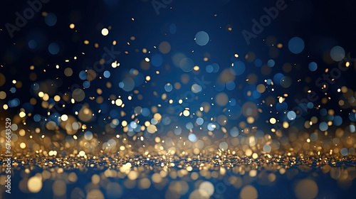 Abstract Blue Bokeh Background: Christmas Particles and Sprinkles for Holiday Celebration, Perfect for Christmas or New Year