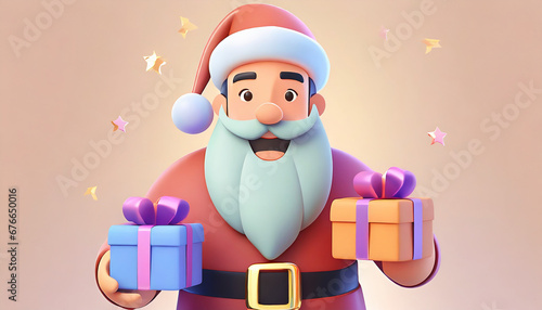 3d santa clause with gifts