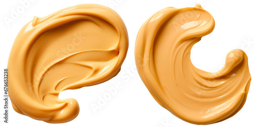 Peanut butter smears on a transparent background