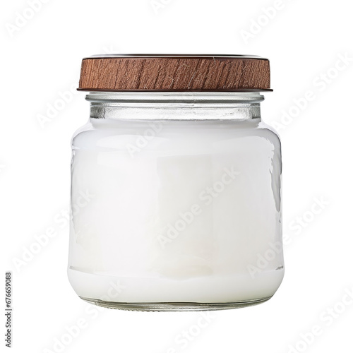 Virgin Coconut Oil in Glass Jar with Wooden Lid