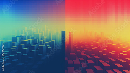 Futuristic Abstract Pixel Art Dithering Gradient Color