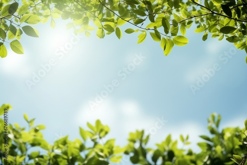 Spring background with green leaves. generative ai.
