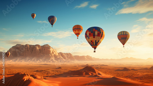 A group of hot air balloons