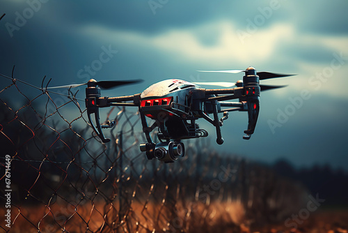 spy combat drone flew into no-fly zone behind a fence with barbed wire
