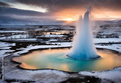Ethereal Eruption: Iceland's Strokkur Geysir Awakening.