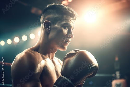 boxer strong man in boxing gloves, AI generated