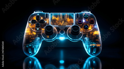 Game joystick or gaming controller isolated on white. 3d illustration,Generative Ai.