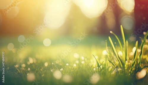 Spring background, grass, soft bokeh, copyspace
