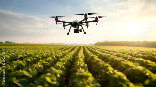 Drone em Movimento sobre Plantação de Soja