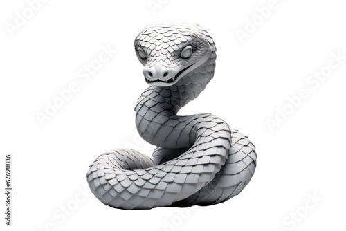 Japanese-themed 3D silver cobra sculpture